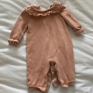 Janie and Jack Peach Knit Ruffle Collar One-Piece
